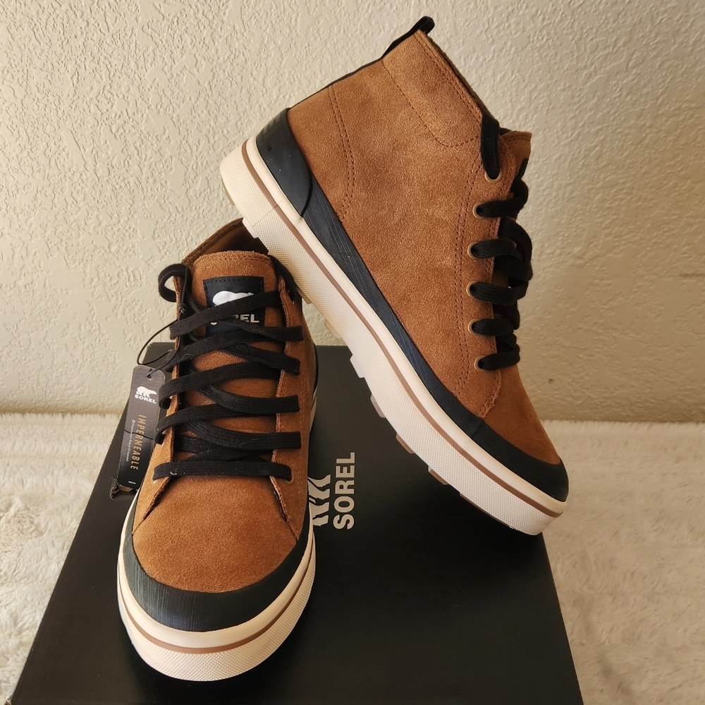 New in Box Sorel Men's Metro II Chukka Boot Waterproof Size 9.5 Tan/Black/Cream - Picture 3 of 10